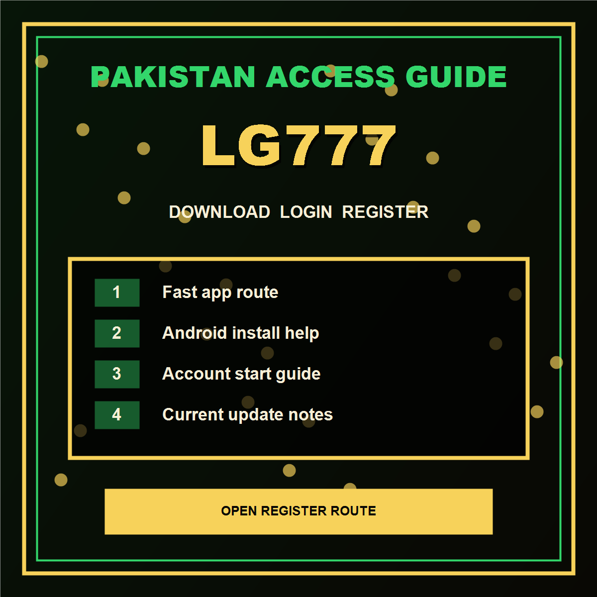 LG777 Pakistan download guide and account help visual